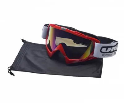 Ochelari motocross atv enduro Unit, culoare rama rosu, lentila fumurie curcubeu