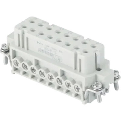 Insert pentru conector Mama - 66X16 - 16P + E 16A 250V / 4kV / 3 - ȘURUB CONNECTION - CU PLATE - GRI