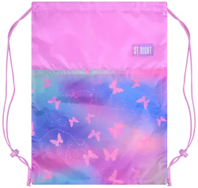 Geantă sport St. Right Pink Butterflies - Cu șireturi