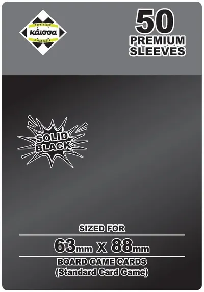 Protectoare pentru carduri Kaissa Premium Sleeves 63 x 88 mm (Standard Card Game), Solid Black - 50 buc.