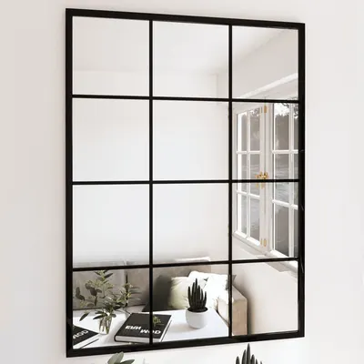 vidaXL Oglinzi de perete, 2 buc., negru, 80x60 cm, metal