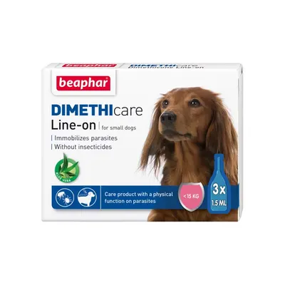 Pipete Antiparazitare Dimethicare Line-On Caini S, Beaphar, 3 pipete x 1.5 ml