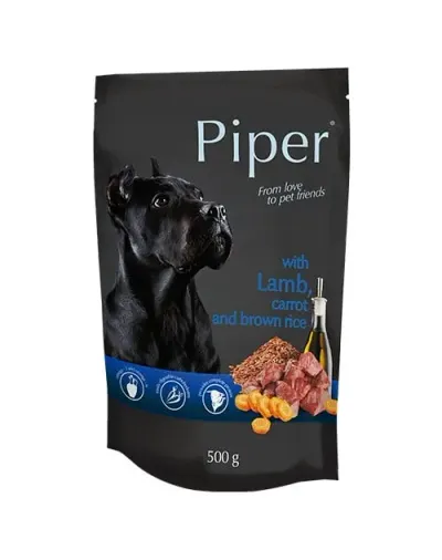 Hrana umeda pentru caini Piper Adult cu miel morcov 500 gr