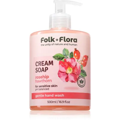 Folk & Flora Rosehip & Hawthorn Sapun lichid pentru piele sensibila 500 ml