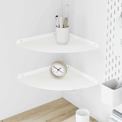 vidaXL Raft Suspendat pentru Colț 2 buc. Alb 30 x 30 x 2 cm