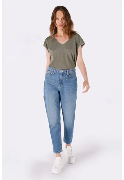 Pantaloni De Dama Albastru Mom Fit 896 MARIA - BLUE