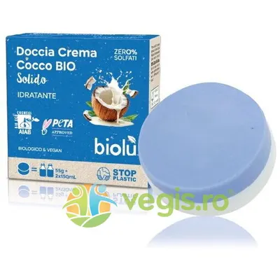 Gel de Dus Solid si Crema Hidratanta cu Cocos Bio 55g