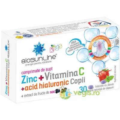 Zinc + Vitamina C si Acid Hialuronic pentru Copii 30cpr