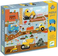 Puzzle educativ cu piese mobile Djeco - Utilaje de construcții, 17 piese