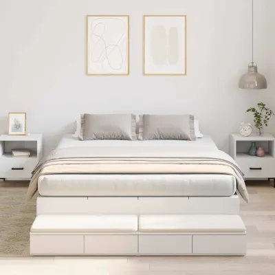 vidaXL Cadru de pat cu depozitare cu sertar Alb 135 cm Lemn prelucrat