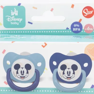 Suzete din silicon Stor - Mickey Mouse Full Of Smiles, 6+ luni, 2 buc