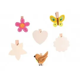 Set 6 clipsuri din lemn de decorat - Beleduc