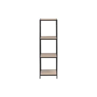 Bibliotecă neagră/în culoare naturală cu aspect de lemn de stejar 37x120 cm Seaford – Actona
