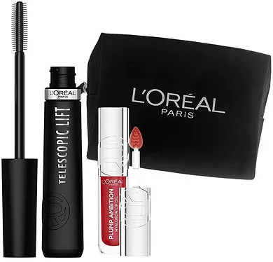 Set L'Oréal - Rimel pentru gene Telescopic Lift, 9.9 ml + Ulei pentru buze, 380 Rouge In Love, 5 ml