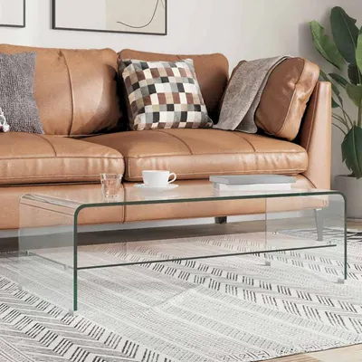 vidaXL Măsuță de cafea, transparentă, 98x45x31 cm, sticlă securizată