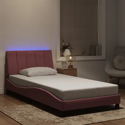 Gossi cadru de pat cu lumini led, roz, 100x200 cm, catifea