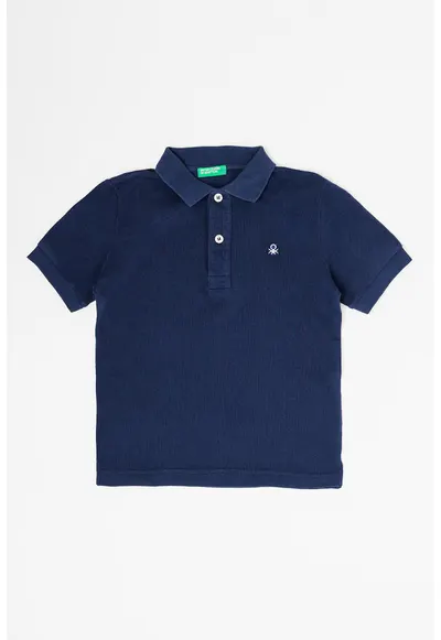 Tricou polo din bumbac pique cu aplicatie logo discreta - Bleumarin