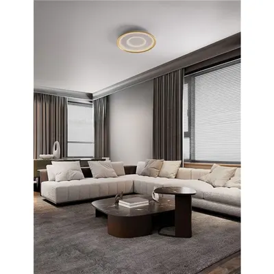 Plafoniera FIGIN Dimabil by Remote Control CCT Nisipiu Auriu Otel, Aluminiu & Acrylic LED 40 Wat 220-240Volt 2244Lm 2700 - 5000K IP20