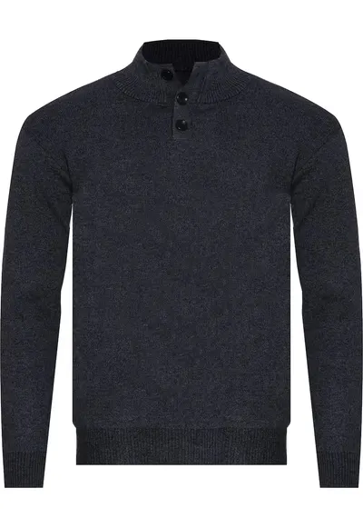 Pulover barbati - S8212 - guler scurt - bleumarin - 60% poliester - 35% bumbac - 5% elastan