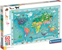 Puzzle pentru copii Clementoni din 60 maxi piese - Harta faunei sălbatice