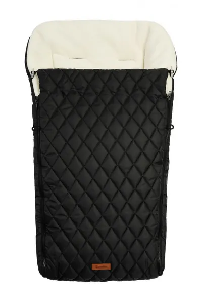 Sac de iarna Sensillo Polar Black pentru caruciorsanie,cu fermoar,material impermeabil matlasat,orificii pentru centuri de siguranta