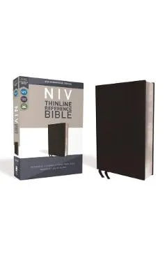 NIV, Thinline Reference Bible, Bonded Leather, Black, Red Letter Edition, Comfort Print