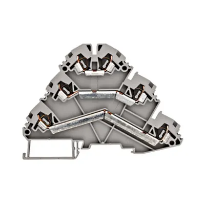 Clemă triplu etajată, conex. elast., gri,YBK 2,5-3F, 2,5mm²