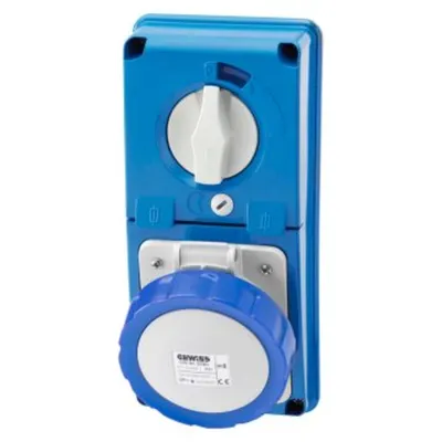 Priza industriala cu interblocaj verticala - WITHOUT BOTTOM - WITH FUSE-HOLDER BASE - 3P+N+E 32A 200-250V - 50/60HZ 9H - IP67