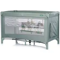Patut pliabil pentru copii Chipolino Ariel Matcha 120x60 cm, doua nivele, intrare laterala cu fermoar, geanta pentru transport