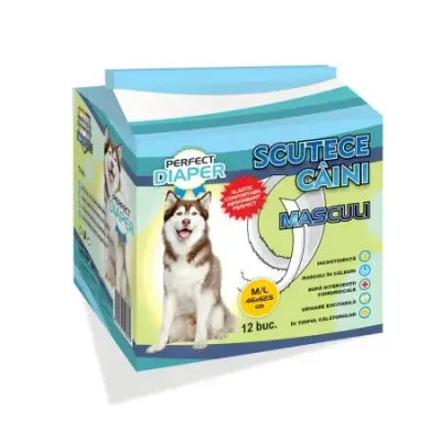 Scutece pentru caini masculi Perfect Diaper M-L 12 buc set