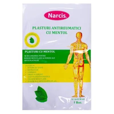 Plasturi antireumatici cu Mentol, 12 x 18 cm, Narcis | 1 buc