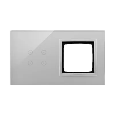 Panou Touch 2 module, modul 1:4 comenzi touch, modul 2: spatiu pentru modul argintiu Simon 54, sticla argintie