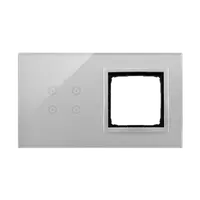 Panou Touch 2 module, modul 1:4 comenzi touch, modul 2: spatiu pentru modul argintiu Simon 54, sticla argintie