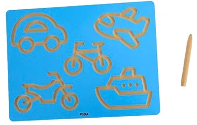 Placă educativă Viga Toys - Scrierea contururilor vehiculelor