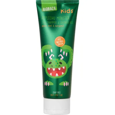 Sampon si Gel de Dus pentru Copii cu Ulei de Menta, Bergamota si Parfum de Mar Applechu Monster 250ml