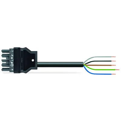 pre-assembled connecting cable; Eca; Socket/open-ended; 5-pole; Cod. L; H05Z1Z1-F 5G 1.5 mm²; 2 m; 1,50 mm²; dark gray