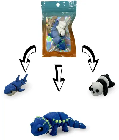 Print 3D de la 3D Morph Lab - Set mini dragon bărbos, albastru, asortiment