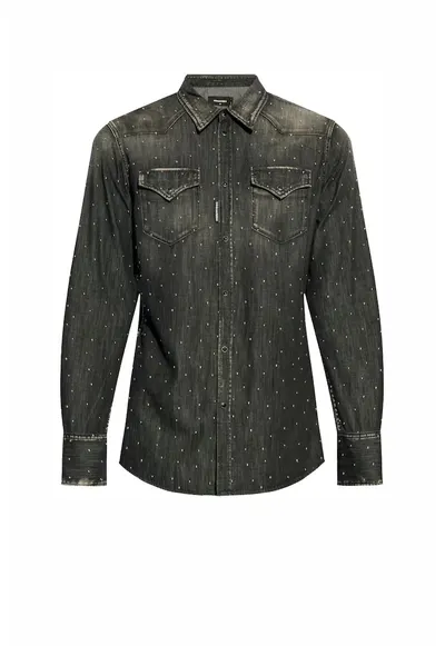 Cămașă din denim cu neagr - Negru