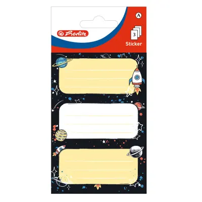 Etichete scolare autoadezive, 9buc/set, space, Herlitz
