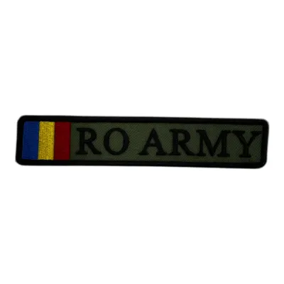 Ecuson RO ARMY Forte Terestre cu tricolor brodat – Velcro – 12,5 × 2,5 cm - Default Title