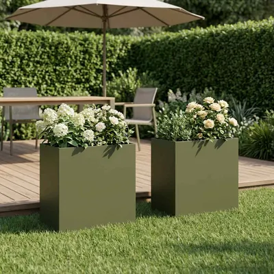 vidaXL Vază pentru Grădină 2 buc. Verde măsliniu 50 x 30 x 50 cm