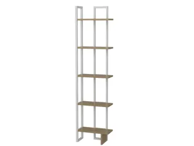 Biblioteca ALICE, stejar + alb, 45x22x180 cm