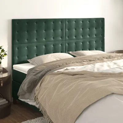 Gossi tablii de pat, 4 buc, verde inchis, 100x5x78/88 cm, catifea