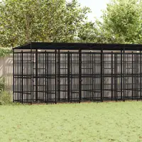 vidaXL Padoc pentru câini de exterior cu acoperiș, 18,43 m², oțel