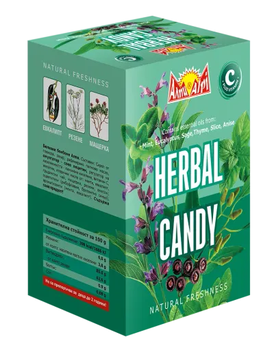 ALPI HERBAL TOFFEE - Bomboane cu uleiuri esentiale menta, eucalipt, salvie, cimbru, anason, 100 buc