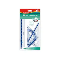 Set geometrie 20cm, 4 piese, plastic, Keyroad KR971247