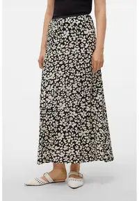 Fusta maxi evazata - Negru/Crem