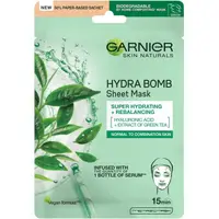 Masca de Fata Servetel Garnier Moisture + Freshness, Ceai Verde, Ten Normal si Mixt, 32 g