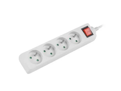 Prelungitor 1.5m, 4 prize , cu intrerupator, cablu din cupru de calitate superioara, alb