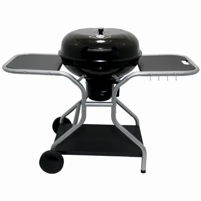 Gratar pe carbuni KLUGMEISTER KY22020T, material otel, cu capac si roti de deplasare, inaltime gatire 78 cm, dimensiuni 133x67x98 cm